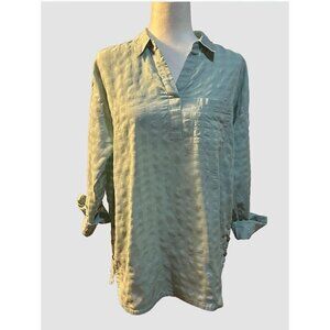 J. Jill Women’s Medium Tunic Top – 100% Cotton – Roll Tab Sleeve – Seafoam Green
